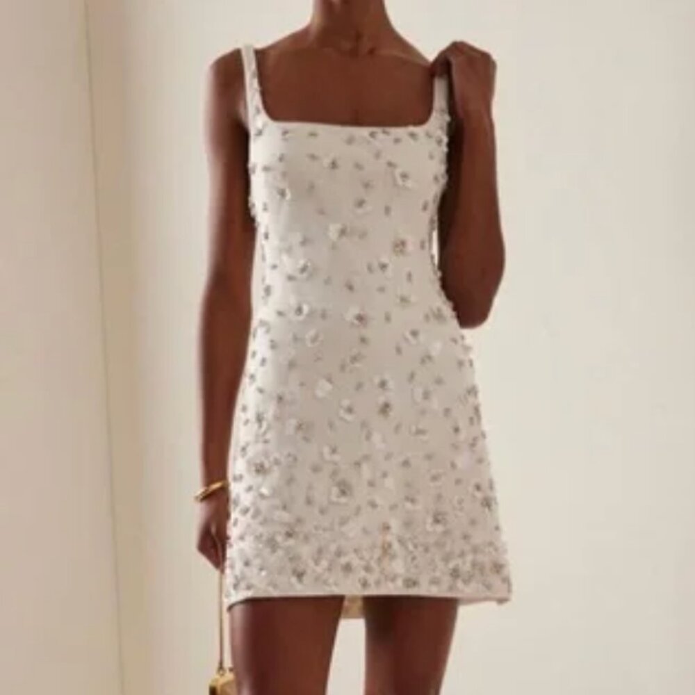 Simkhai Ziva Crystal Embellished White Mini Dress